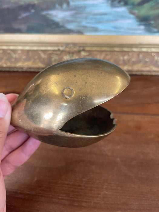 Mid-20th Century Solid Brass Toned Whale-Shaped Novelty Ashtray or Trinket Holder