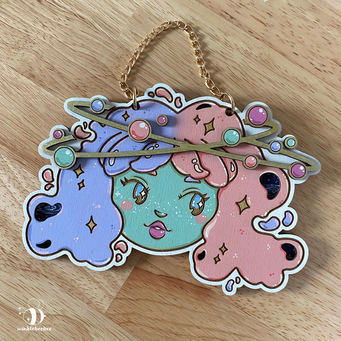 Pastel Space Babe - Laser Engraved Wood Art