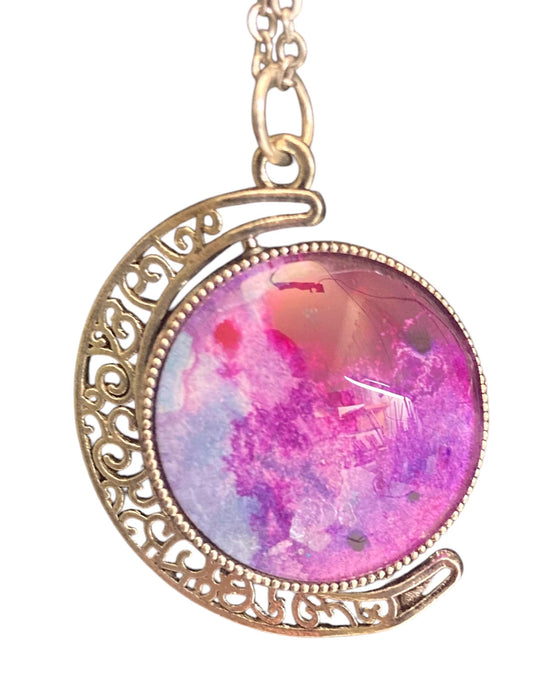 Hand Painted Moon Necklace