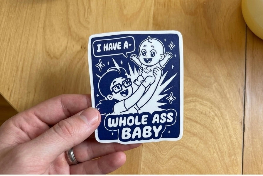 Big Whale "Whole Ass Baby" Retro Vinyl Sticker (Glasses)