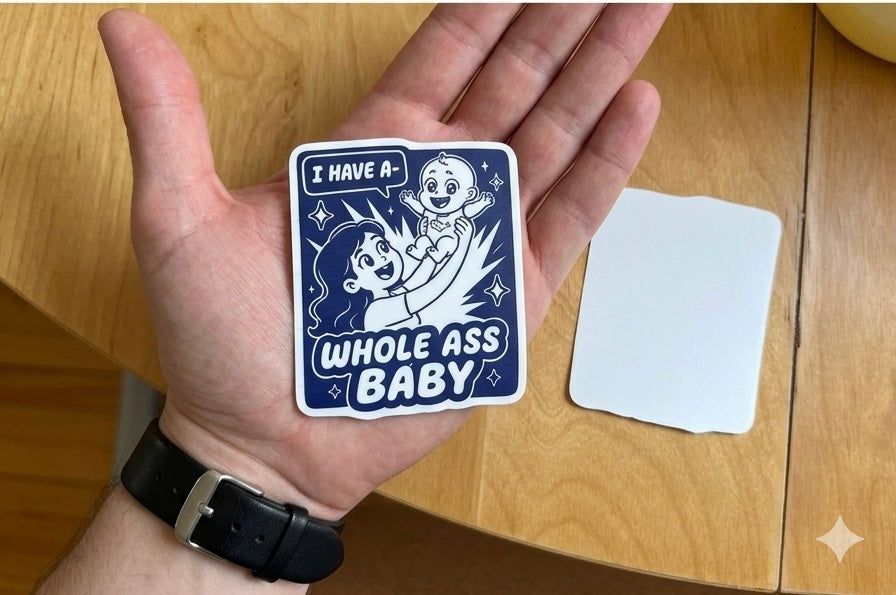 Big Whale "Whole Ass Baby" Retro Vinyl Sticker (No Glasses)