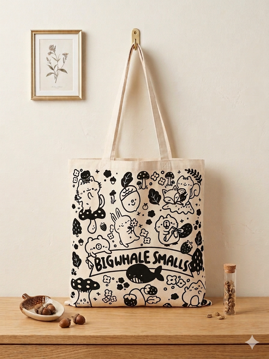 Big Whale Smalls Organic Cotton Tote Bag (16 inch x 16 inch)