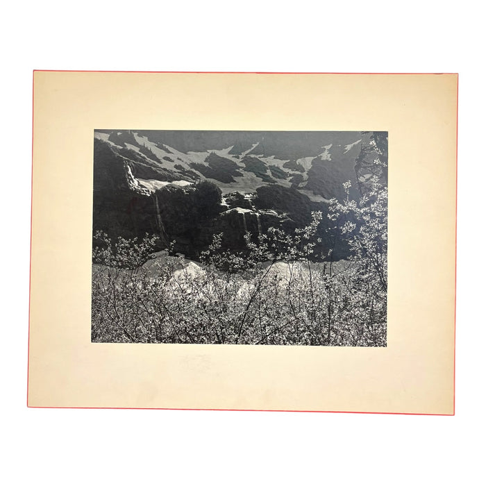 Vintage Black and White Mountain Landscape Photograph – Mounted Fine Art Print.