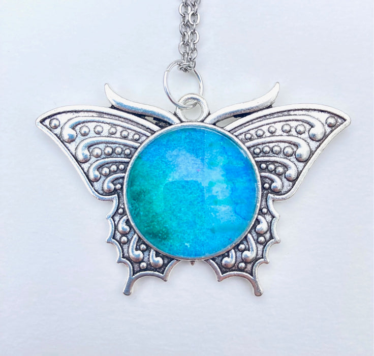 Hand Painted Butterfly Necklace