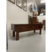 Imported Vintage Danish Modern Rosewood Low Console Coffee Table With Wood Inlay.