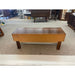Imported Vintage Danish Modern Walnut Toned Low Console Coffee Table With Wood Inlay.