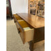 Imported Vintage Danish Modern Walnut Toned Low Console Coffee Table With Wood Inlay.