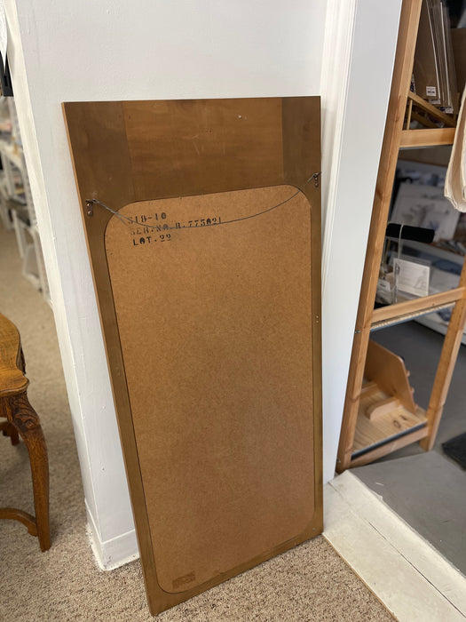 Large Mid-Century Modern Burl Wood Wall Mirror with Rounded Corners and Inset Glass by Milo Baughman for Lane