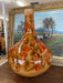 Large Mid-Century Modern Drip Glaze Pottery Vase in Brown and Lava Orange Tones
