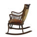 Late 19th Century Early American Antique Solid Oak Rocking Chair With Original Upholstery
