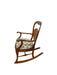 Likely Antique Victorian Style Solid Wood Rocking Chair with Carved Arms and Floral Cushion