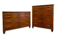 Matching Vintage Art Deco and Mid-Century Modern Dressers with Bakelite Pulls by Crescent Furniture Co