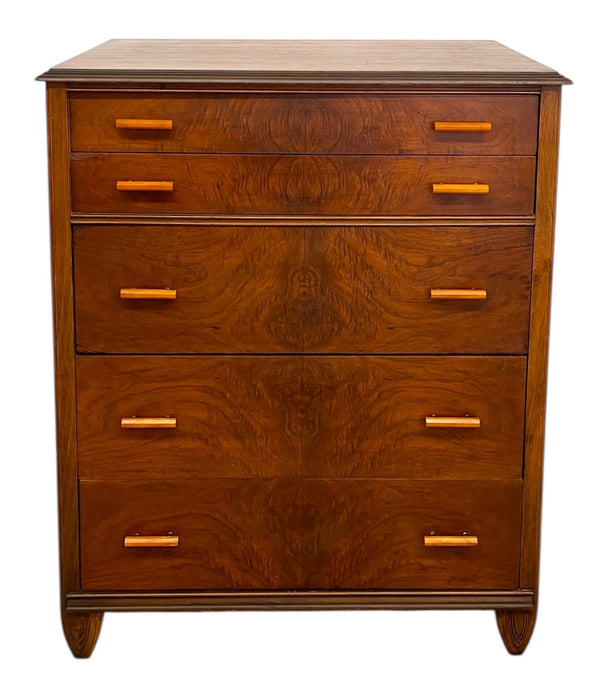 Matching Vintage Art Deco and Mid-Century Modern Dressers with Bakelite Pulls by Crescent Furniture Co