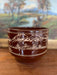 Mid-Century Asian-Inspired Brown Glazed Ceramic Planter with Hand-Carved Landscape Design