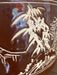 Mid-Century Asian-Inspired Brown Glazed Ceramic Planter with Hand-Carved Landscape Design