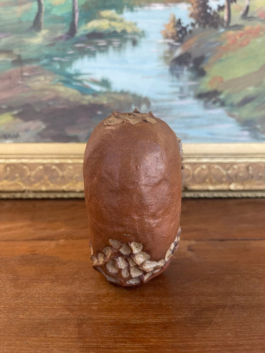 Mid-Century Handcrafted Studio Pottery Owl Sculpture with Textured Glaze