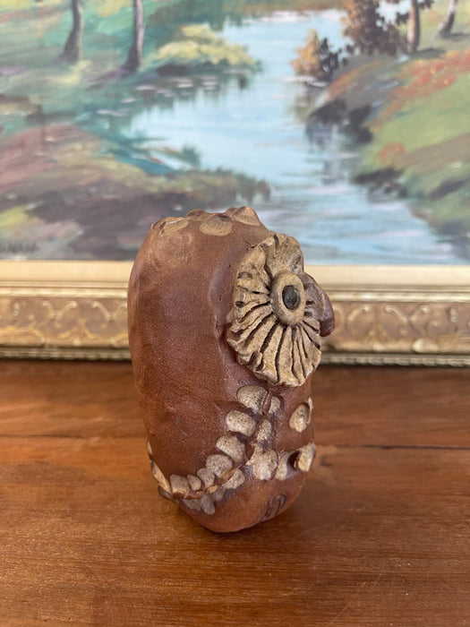 Mid-Century Handcrafted Studio Pottery Owl Sculpture with Textured Glaze