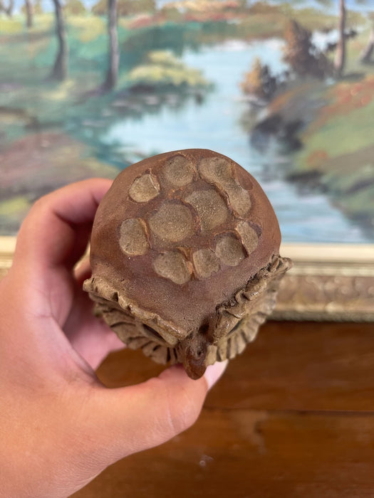 Mid-Century Handcrafted Studio Pottery Owl Sculpture with Textured Glaze