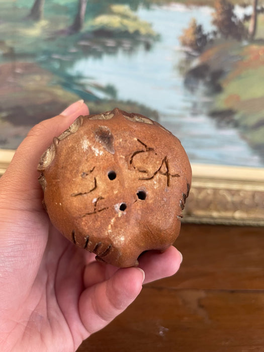 Mid-Century Handcrafted Studio Pottery Owl Sculpture with Textured Glaze