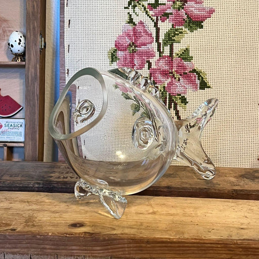 Mid Century Modern Clear Fish Vase Decor. ( Available by Online Purchase Only )