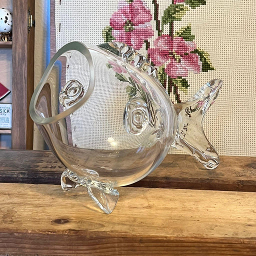 Mid Century Modern Clear Fish Vase Decor. ( Available by Online Purchase Only )
