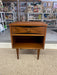 Mid-Century Modern Possibly Walnut Nightstand with Curved Drawer Front, Open Shelf, and Tapered Legs