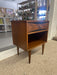 Mid-Century Modern Possibly Walnut Nightstand with Curved Drawer Front, Open Shelf, and Tapered Legs