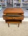 Mid-Century Modern Possibly Walnut Nightstand with Curved Drawer Front, Open Shelf, and Tapered Legs