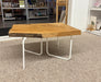 Mid Century Modern Style Coffee Table or Accent Table with Live Edge Solid Wood Top and Hairpin legs