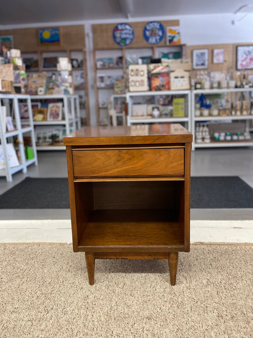 Mid-Century Modern Walnut Nightstand with Drawer and Open Cubby, 1950s