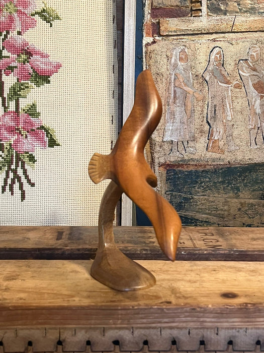 Mid Century Modern Wooden Bird in Flight Sculpture. (Online Purchase Only)