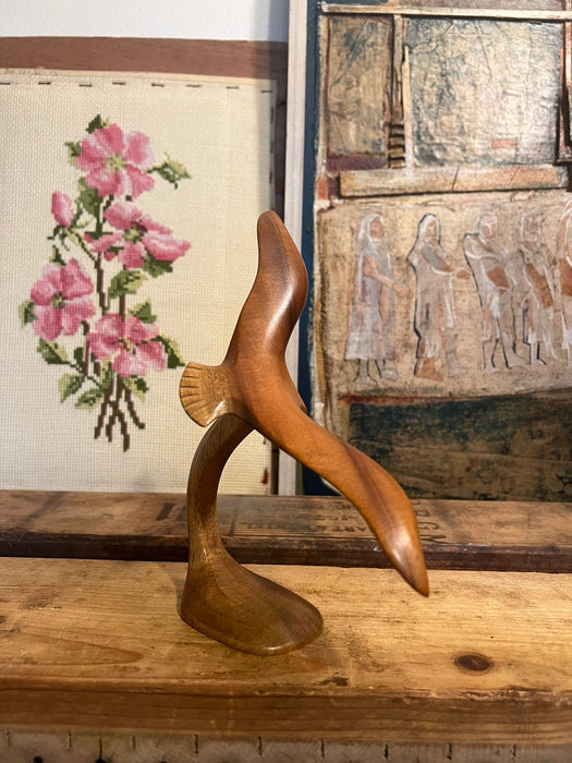 Mid Century Modern Wooden Bird in Flight Sculpture. (Online Purchase Only)