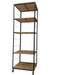Modern Industrial Tall Bookshelf - Black Metal & Wood Display Shelving Unit