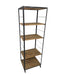Modern Industrial Tall Bookshelf - Black Metal & Wood Display Shelving Unit