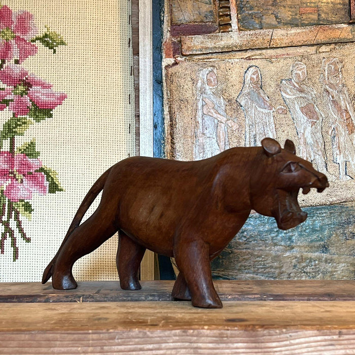 Mutiso African wood carving of a Lioness.(Available by Online Purchase Only)