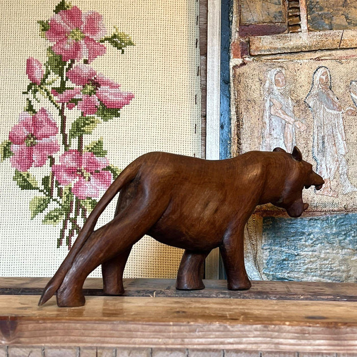 Mutiso African wood carving of a Lioness.(Available by Online Purchase Only)
