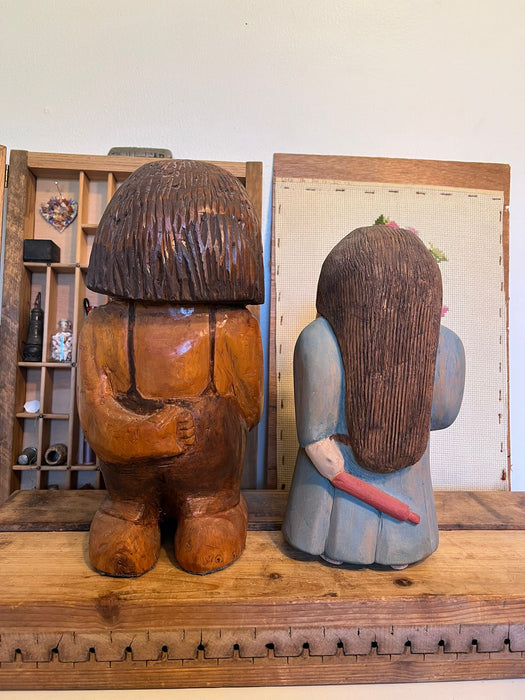 Norwegian Style Man and Woman Handcarved Figures