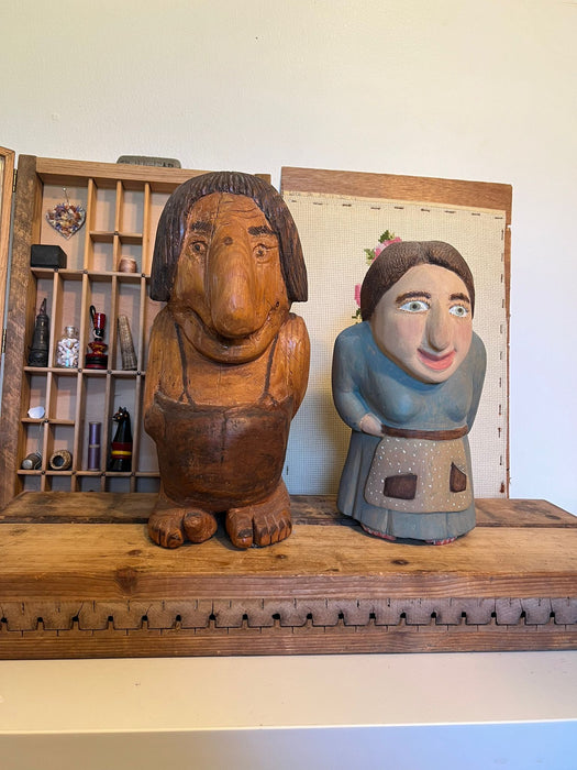 Norwegian Style Man and Woman Handcarved Figures