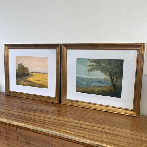 Pair of Framed Giclee Landscape Fine Art Print by Helen Drummond.