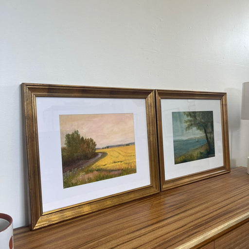 Pair of Framed Giclee Landscape Fine Art Print by Helen Drummond.