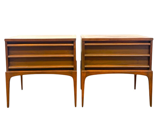Pair of Mid-Century Modern Walnut End Tables by Lane Furniture Rhythm Collection