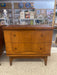 Pair of Mid-Century Modern Walnut Nightstands with Sculpted Fronts and Rosewood Inlaid Detail