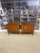 Pair of Mid-Century Modern Walnut Nightstands with Sculpted Fronts and Rosewood Inlaid Detail