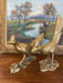 Pair of Mid-Century Solid Brass Toned Roadrunner Sculptures with Textured Detailing