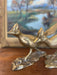 Pair of Mid-Century Solid Brass Toned Roadrunner Sculptures with Textured Detailing