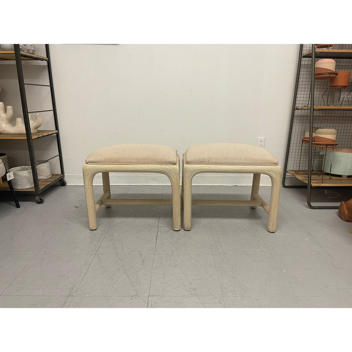 Pair of Postmodern Pencil Reed Low Stools by American Drew