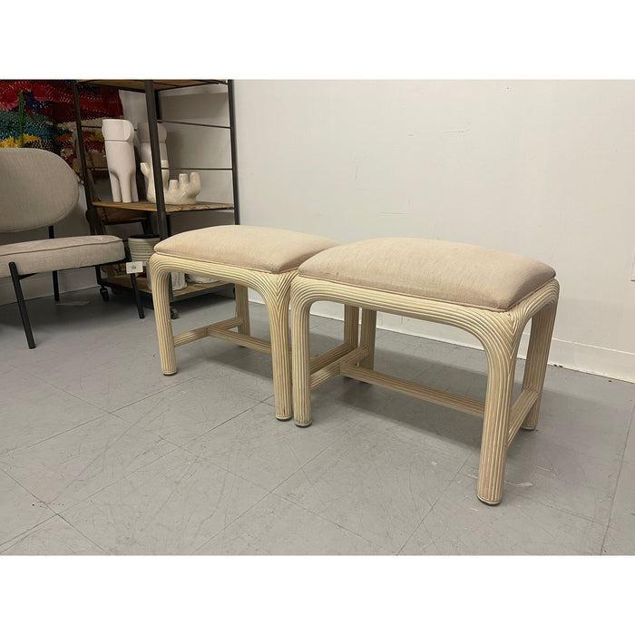 Pair of Postmodern Pencil Reed Low Stools by American Drew