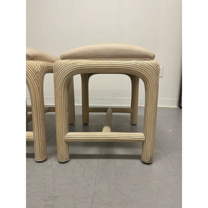 Pair of Postmodern Pencil Reed Low Stools by American Drew
