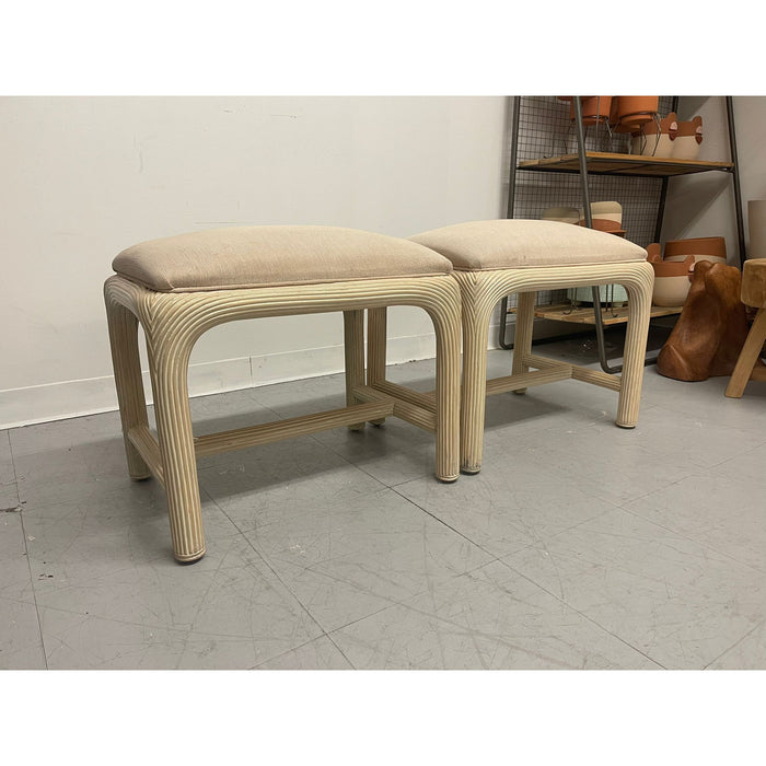 Pair of Postmodern Pencil Reed Low Stools by American Drew