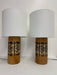 Pair of Vintage Ceramic Lamps by Elspeth Cohen for Lapid Pottery Mid Century Modern Studio Pottery Style - Hand Painted
